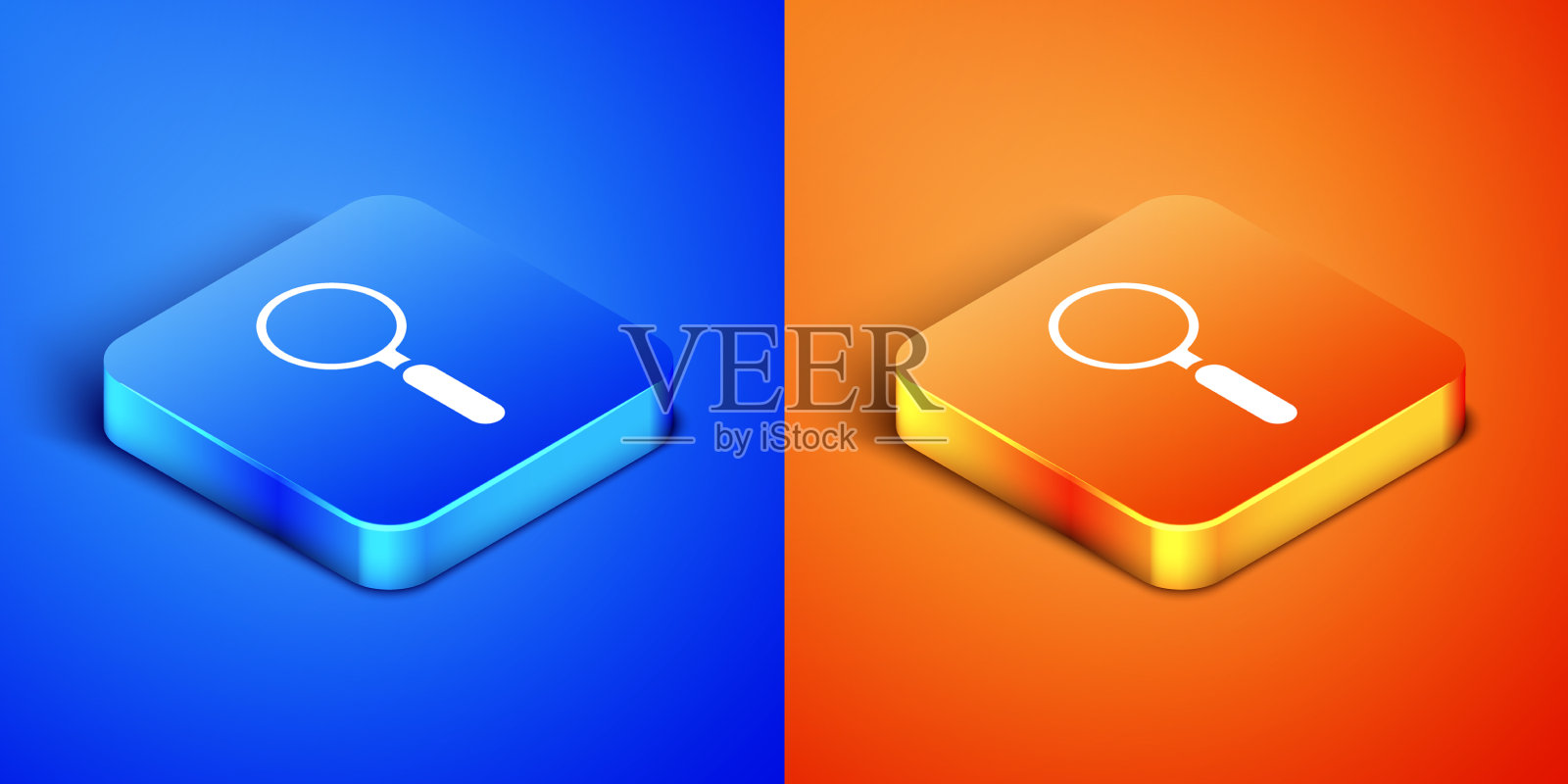 等距放大镜图标孤立在蓝色图标素材