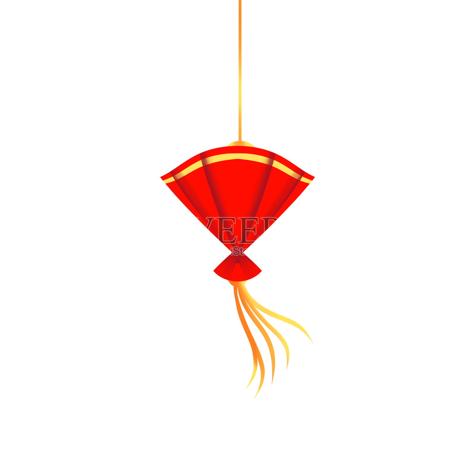 卡通红色新春挂饰折扇设计元素图片