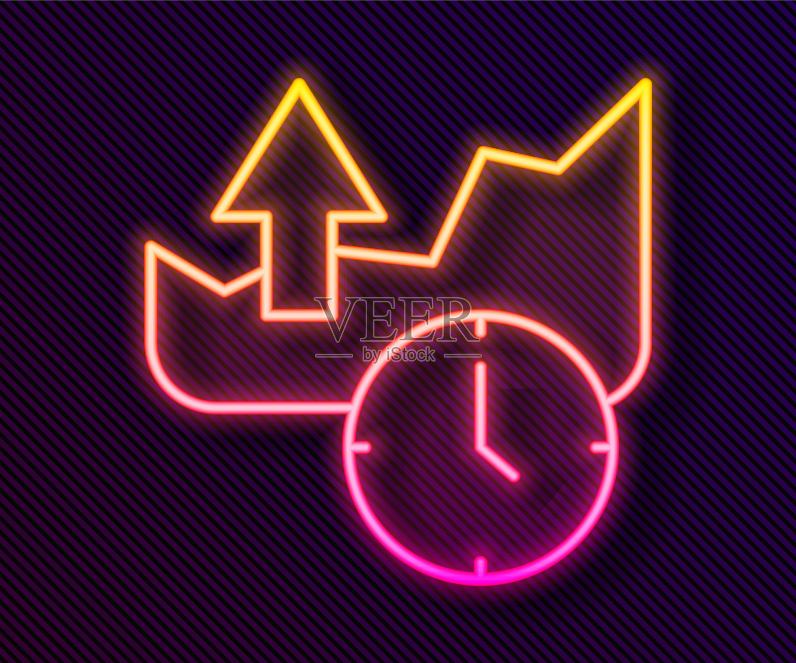 发光的霓虹线股票市场增长图表和插画图片素材