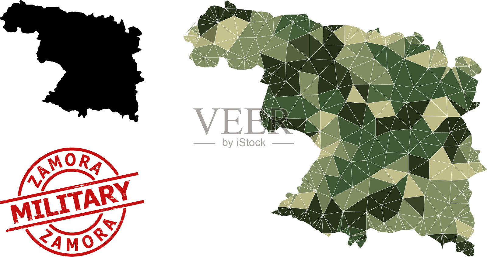 萨莫拉省和垃圾的低多边形马赛克地图插画图片素材