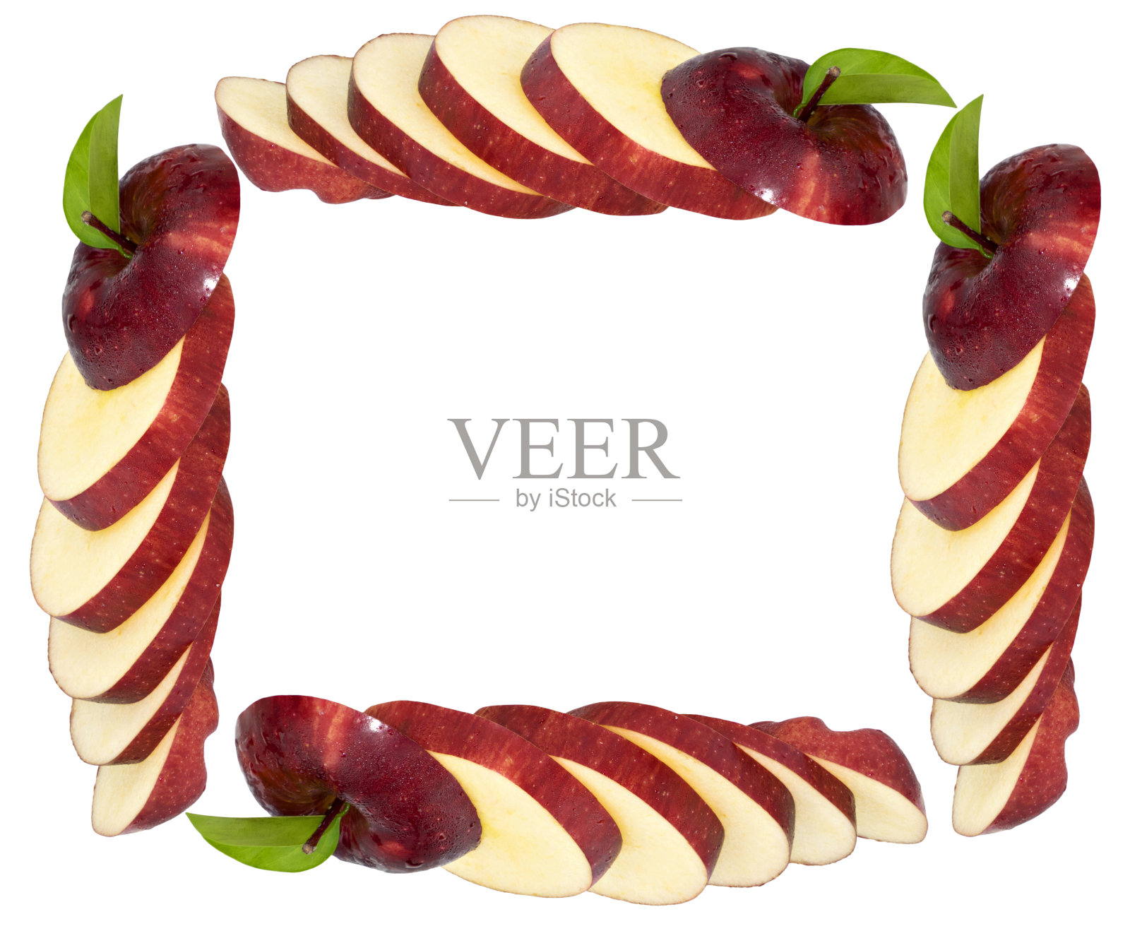 红苹果片孤立在白色背景照片摄影图片