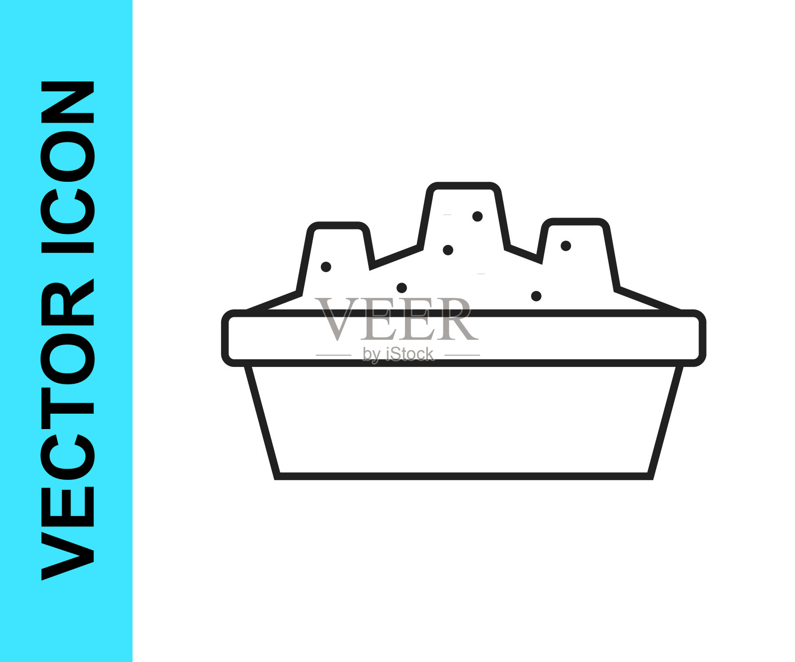 黑线沙箱儿童与沙图标孤立在白色背景。向量图标素材