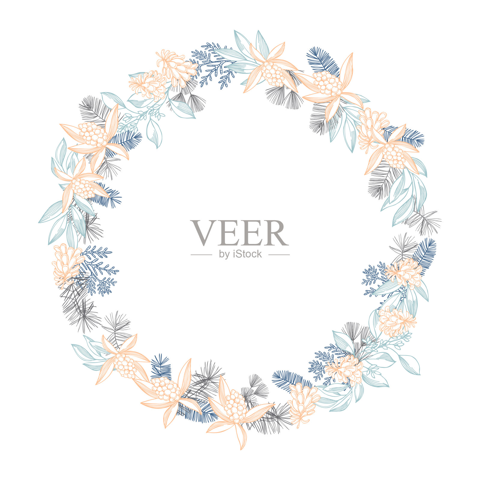 圣诞花环。插画图片素材