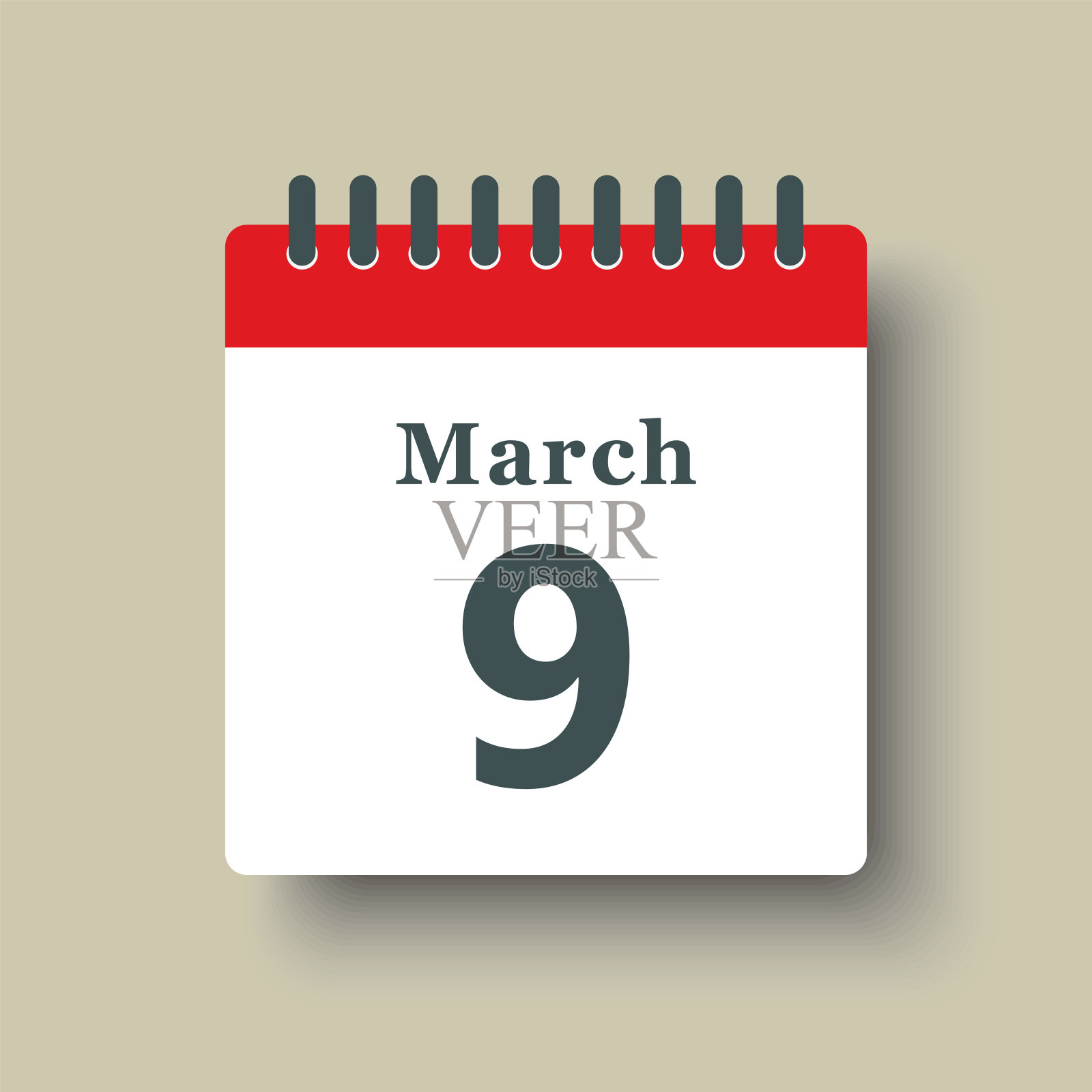 图标日日期3月9日,模板日历页插画图片素材