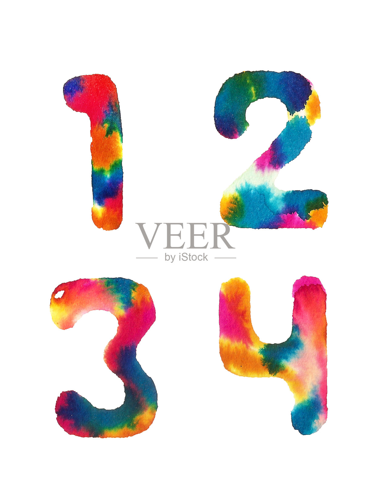 水彩彩虹数字插画图片素材