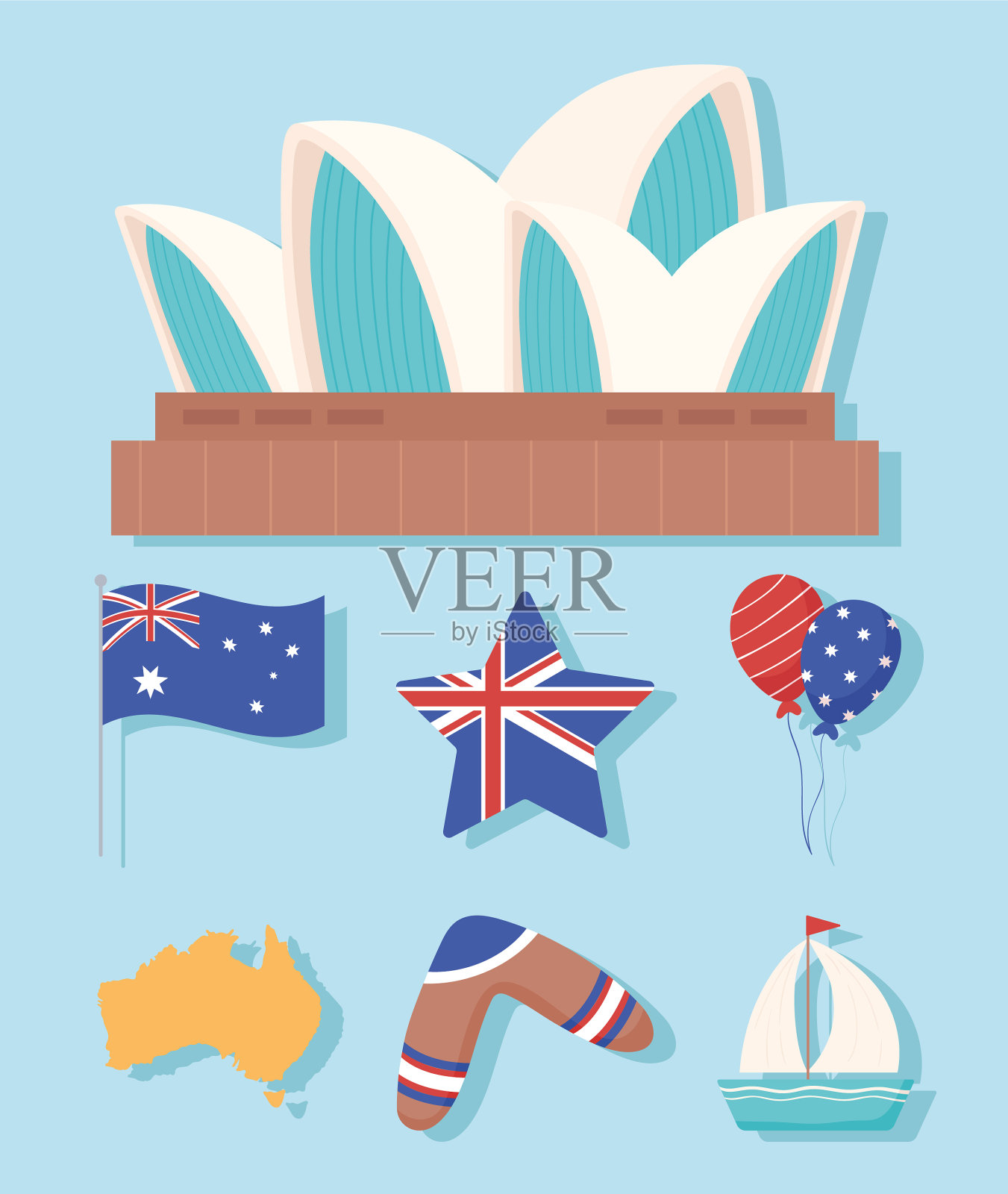 澳大利亚标志集插画图片素材