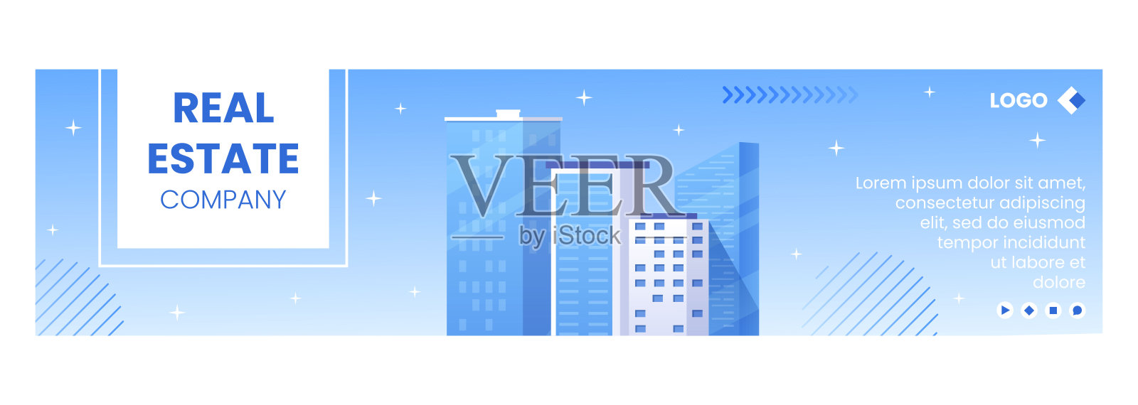 房地产投资横幅模板平面设计插图可编辑的广场背景,适合社交媒体,贺卡和网络广告插画图片素材