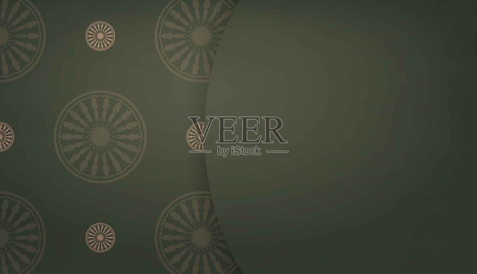 绿色横幅与豪华的棕色图案和文字空间插画图片素材
