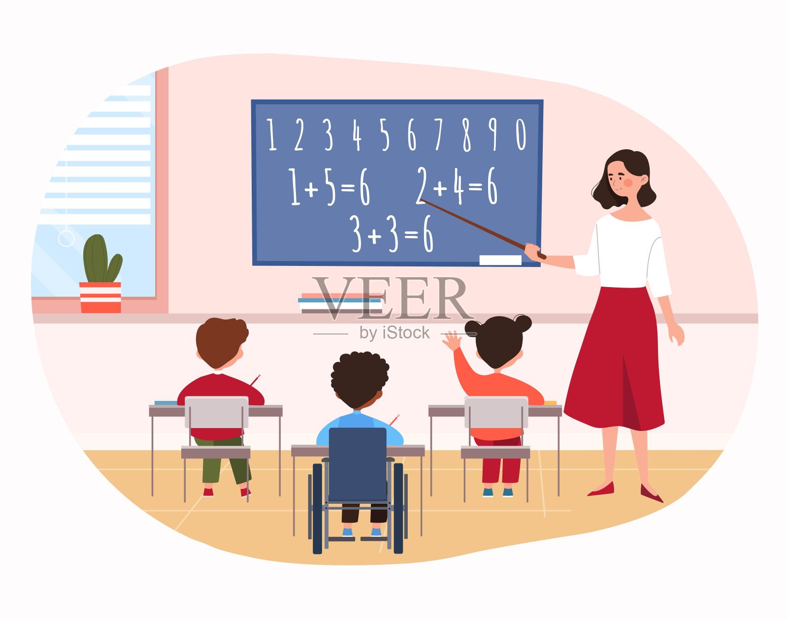 残疾儿童在教室插画图片素材