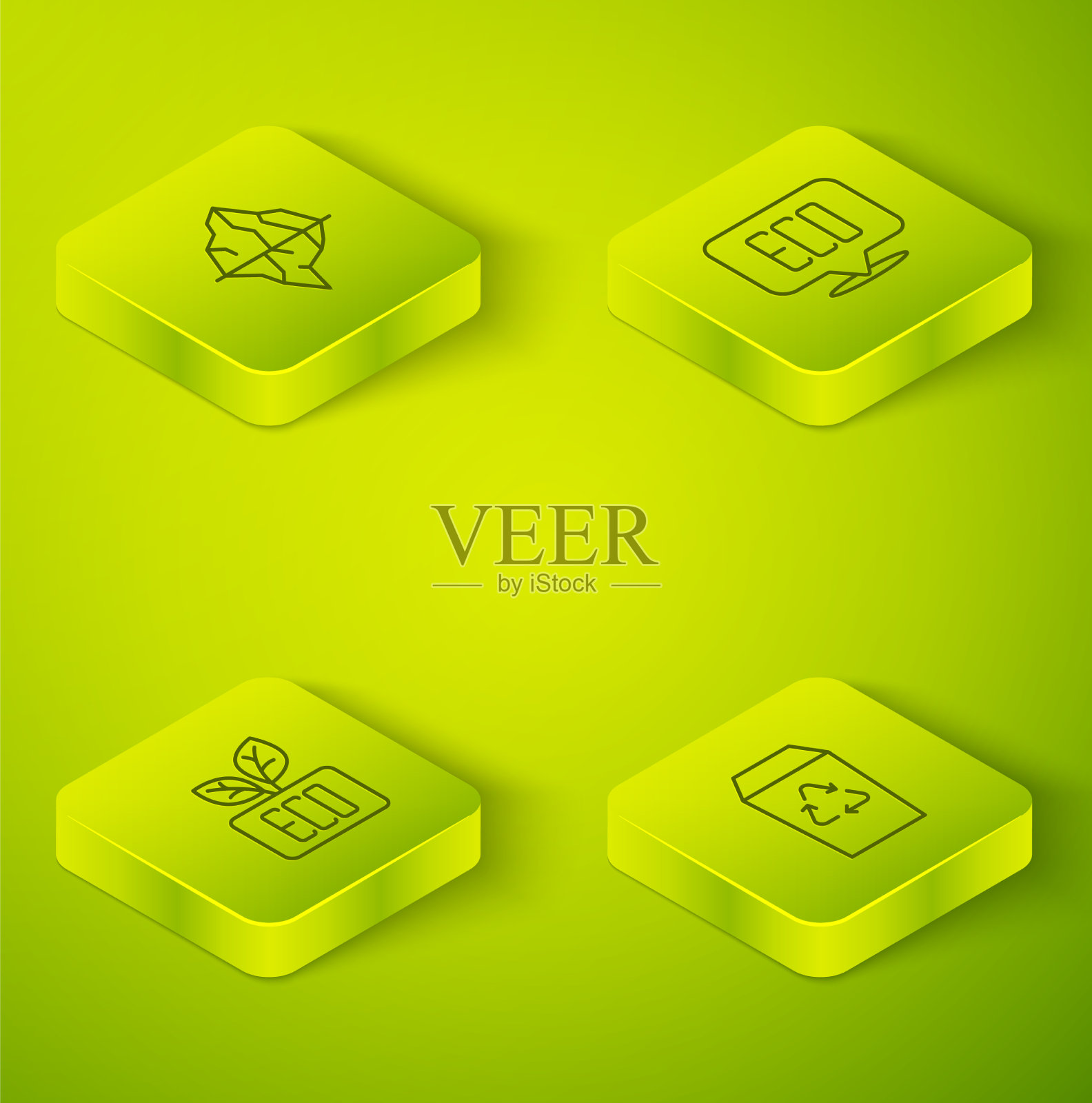 设置等距线叶片生态标志回收站图标素材