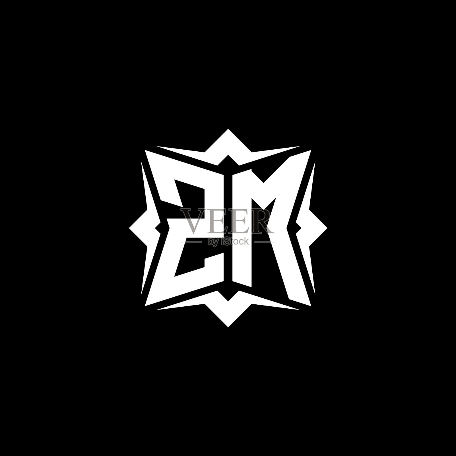 Zm标志字母组合几何现代设计插画图片素材