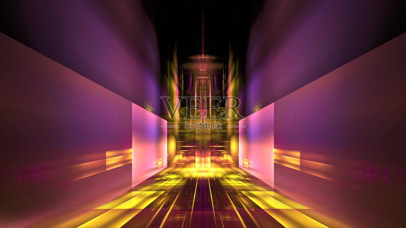 彩色未来展示场景背景。现代黑暗霓虹灯梦幻反射橱窗背景,发光明亮的元素。三维渲染照片摄影图片