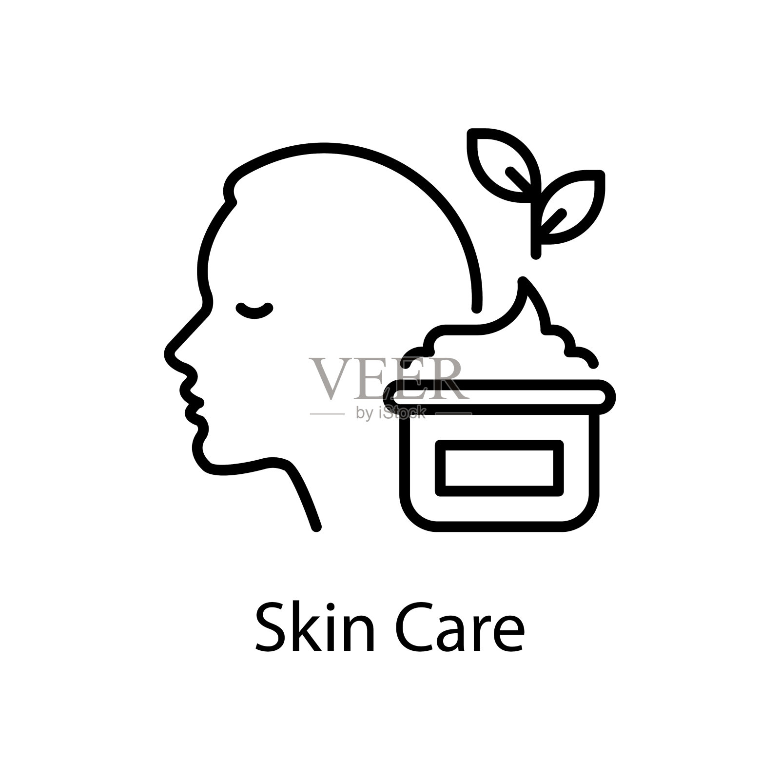 皮肤护理矢量轮廓图标设计插图。活动符号在白色背景EPS 10文件插画图片素材