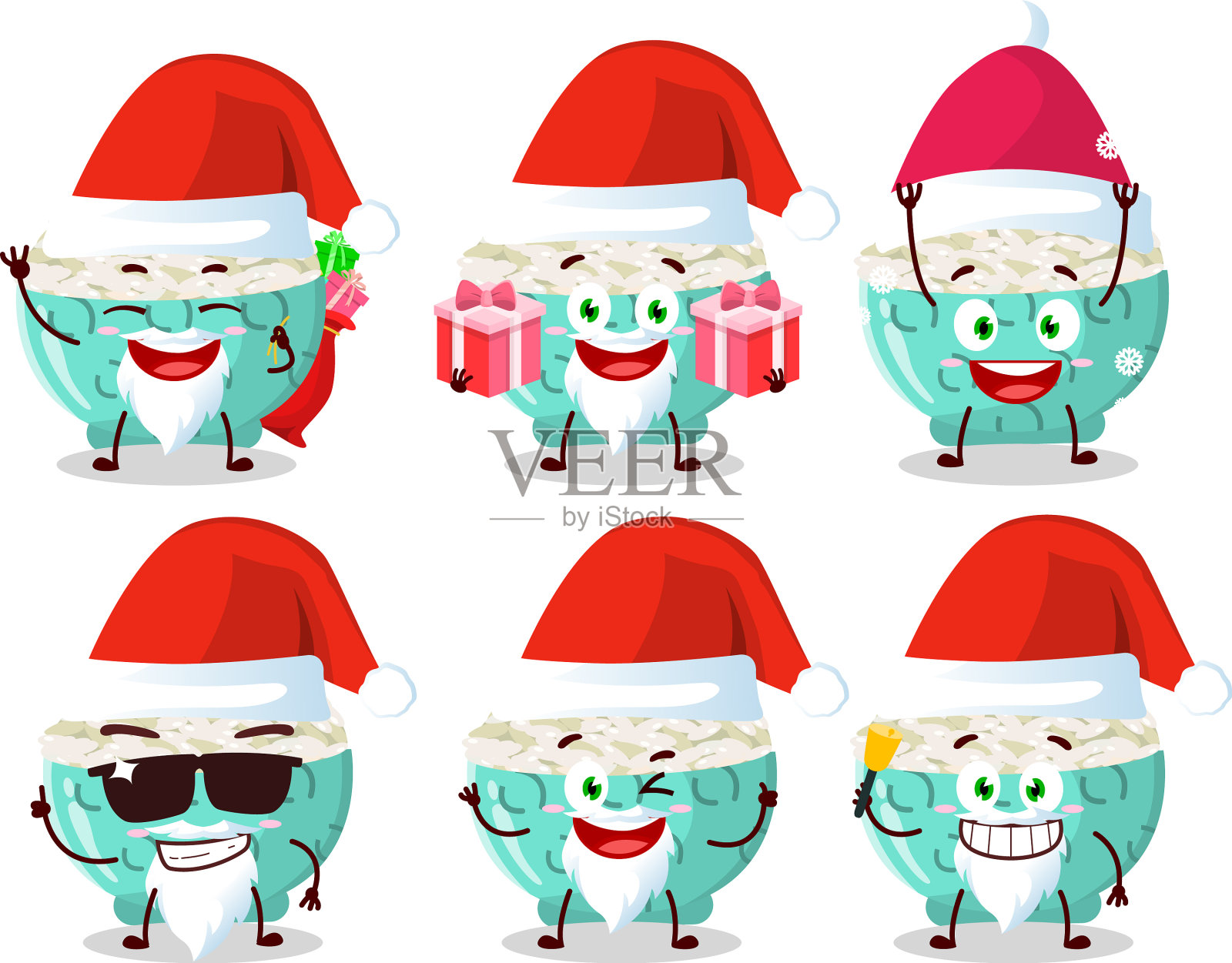 圣诞老人表情符号烩饭米饭卡通插画图片素材