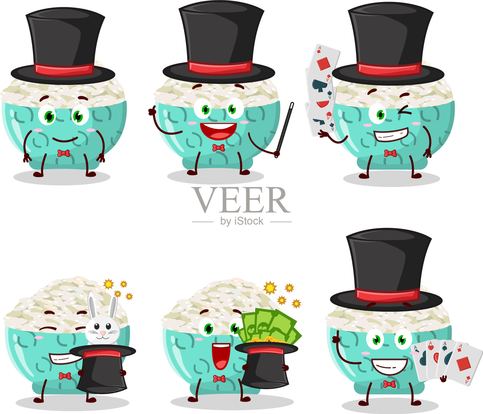 一个烩饭米饭魔术师卡通人物表演插画图片素材