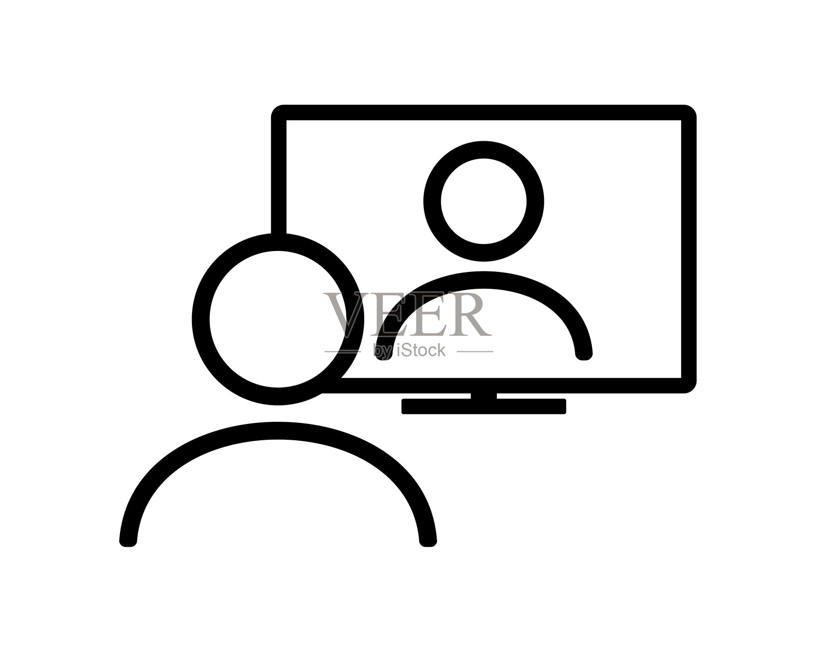 视频通话图标。在线会议的象征。插画图片素材