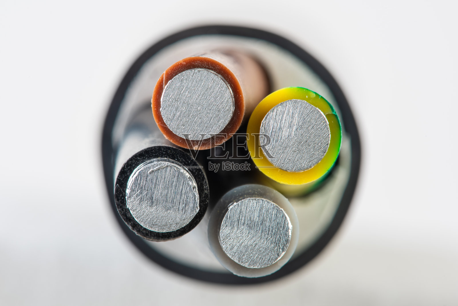 横截面铝高压电缆照片摄影图片