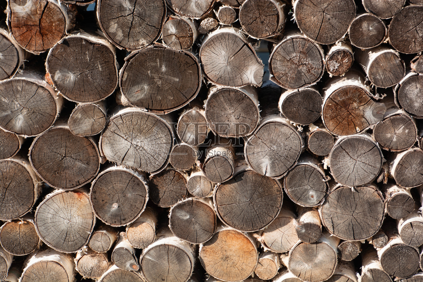 用桦树皮制成的花园墙作为隐私屏风照片摄影图片