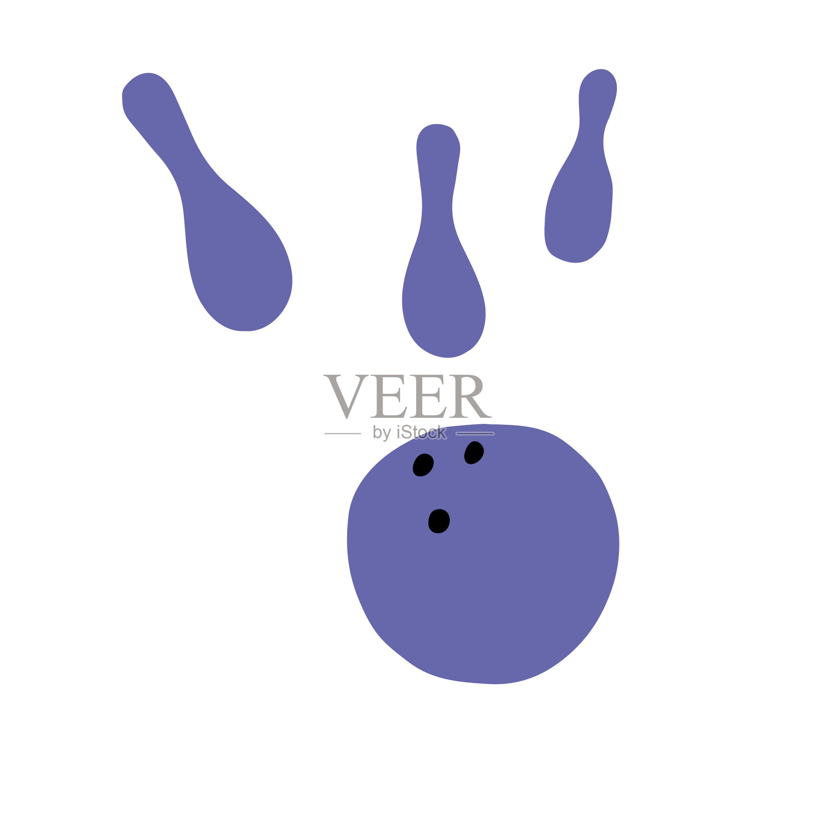 美丽的手绘紫罗兰矢量插图的一个保龄球和三个孤立在白色的背景插画图片素材