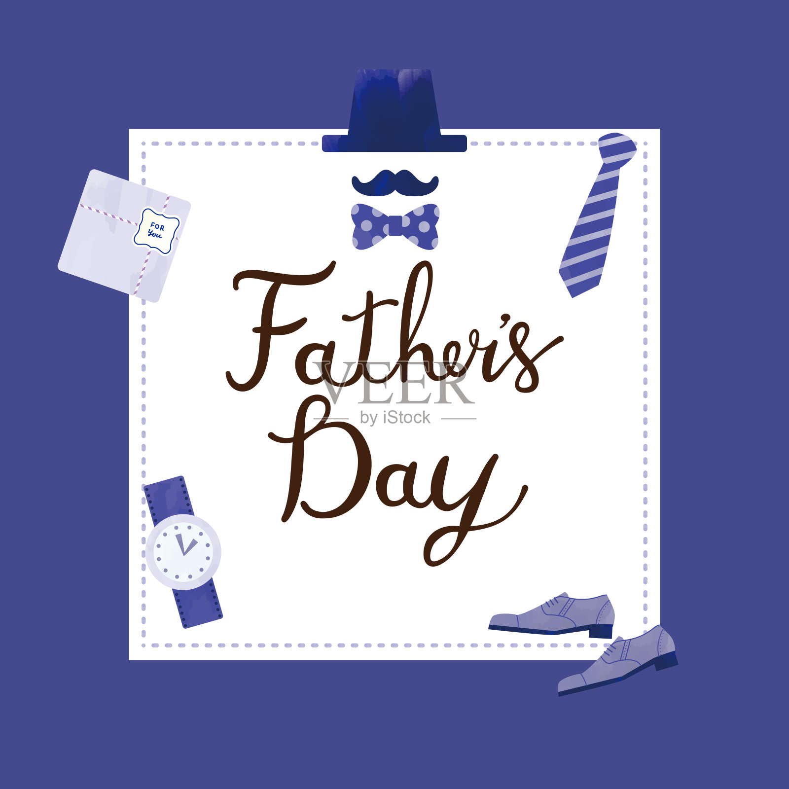 父亲节水彩风格礼品项目框架插画图片素材