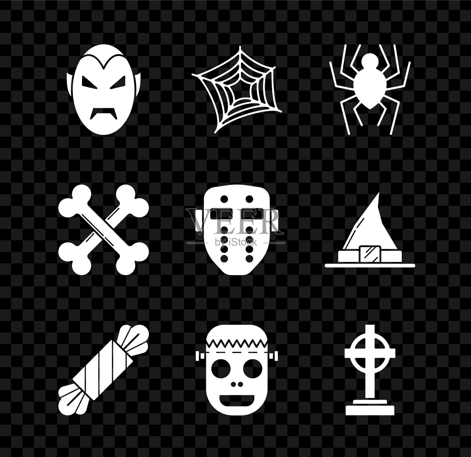 设置吸血鬼蜘蛛网糖果僵尸面具图标素材