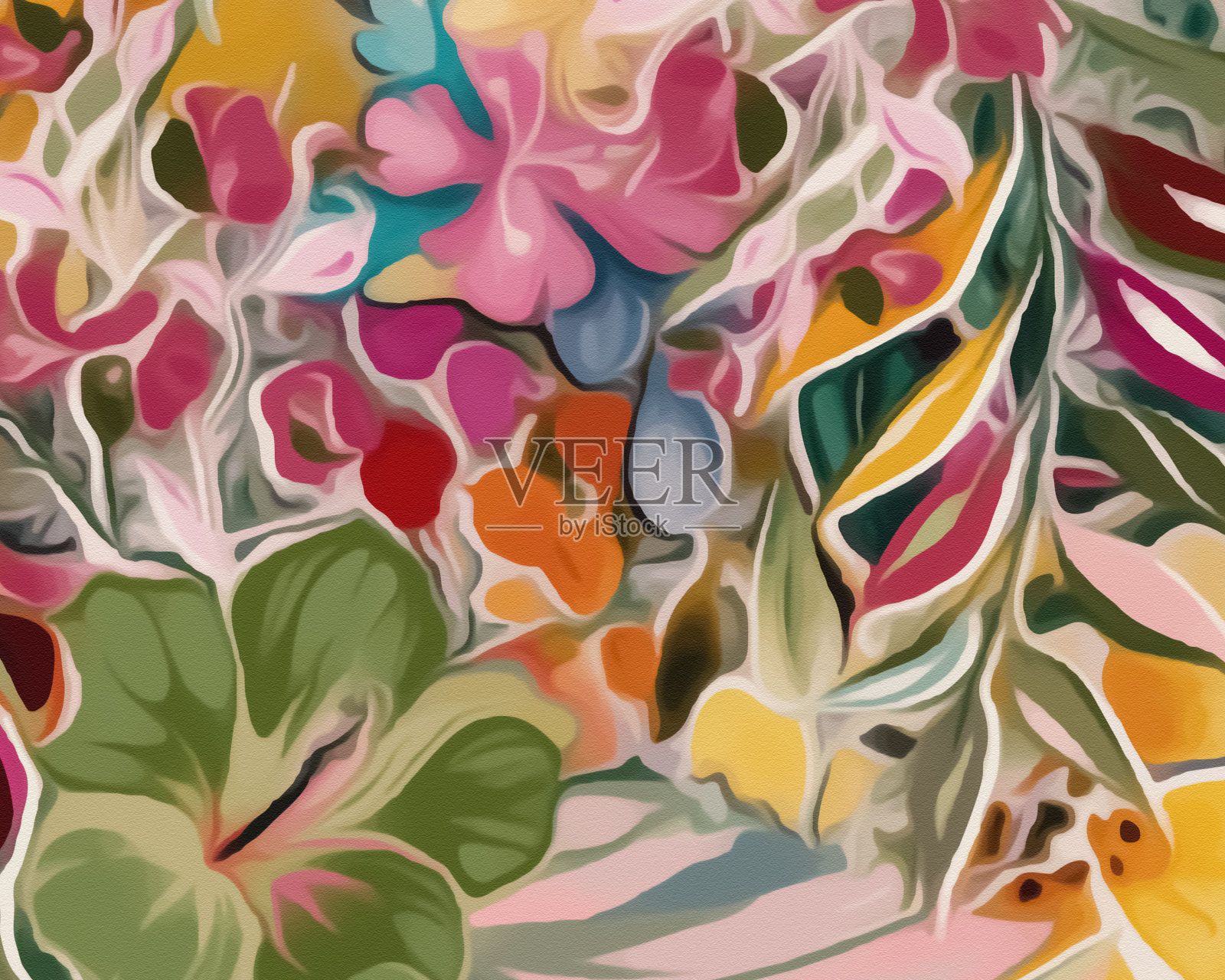 丛林花插画图片素材