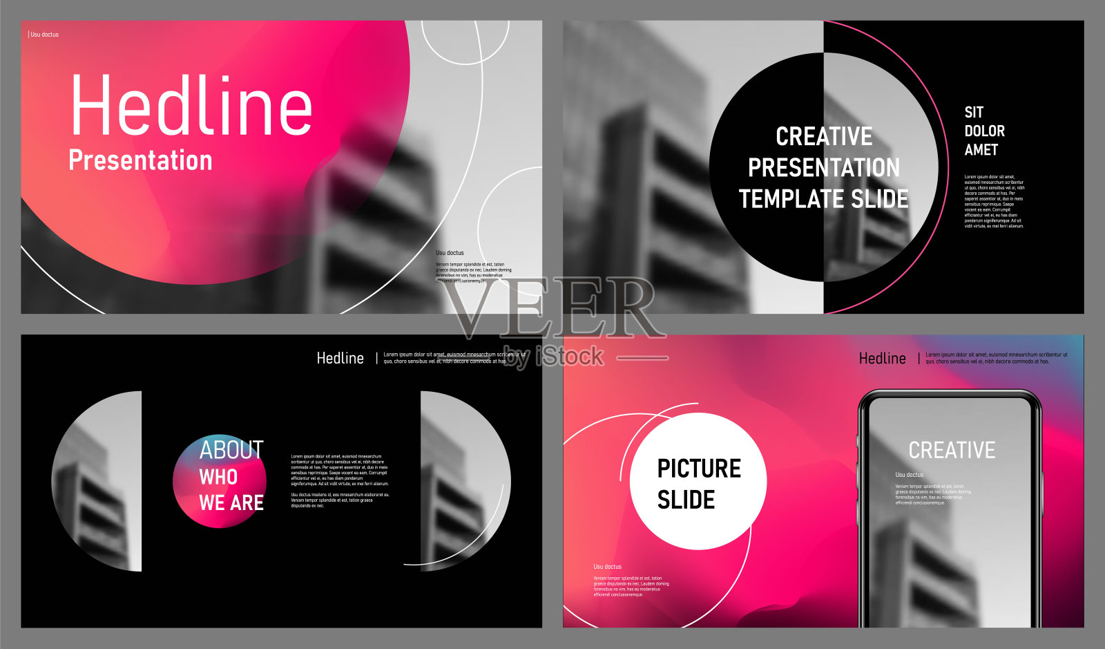 一组矢量幻灯片。插画图片素材