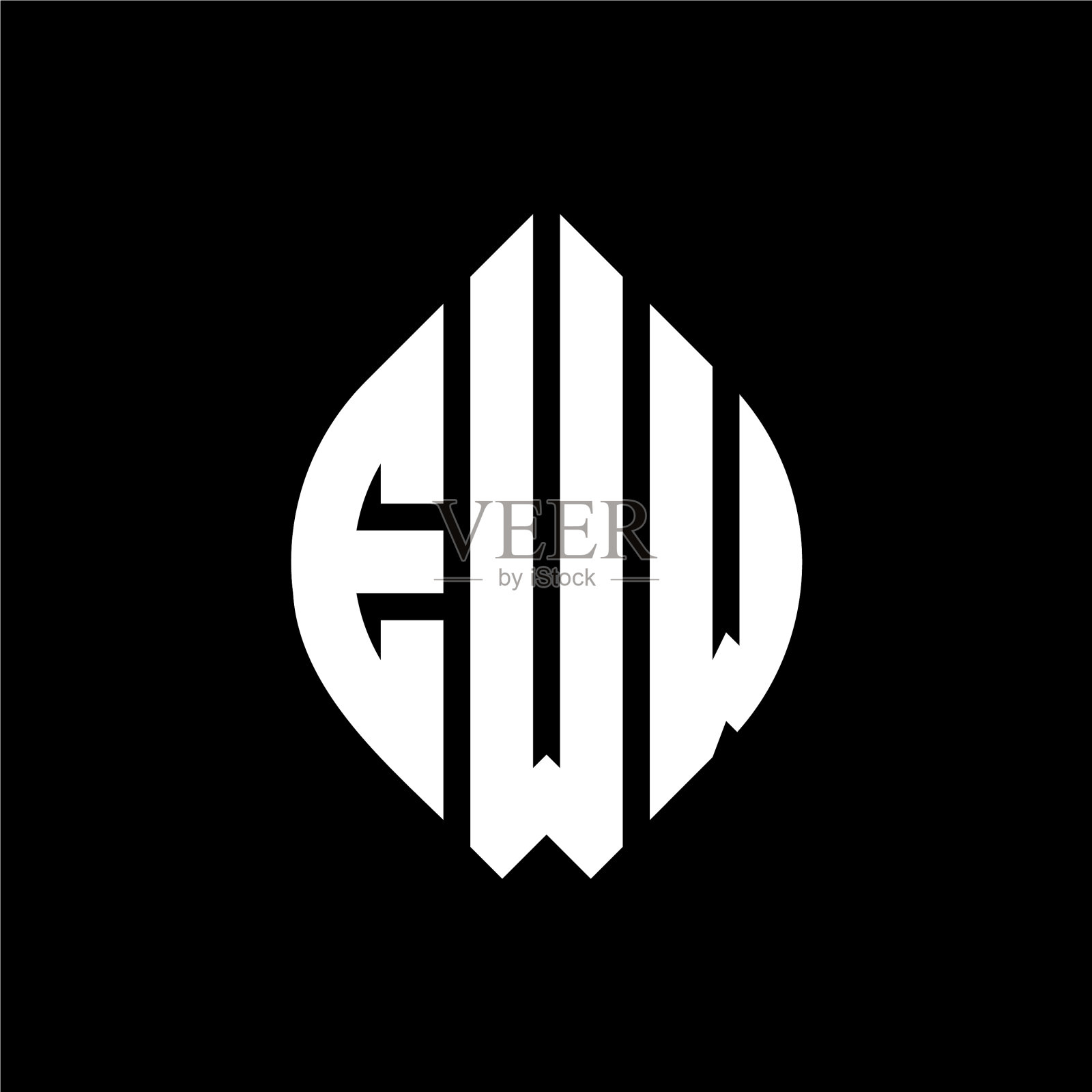 Eww圆形字母标志设计与圆形和插画图片素材