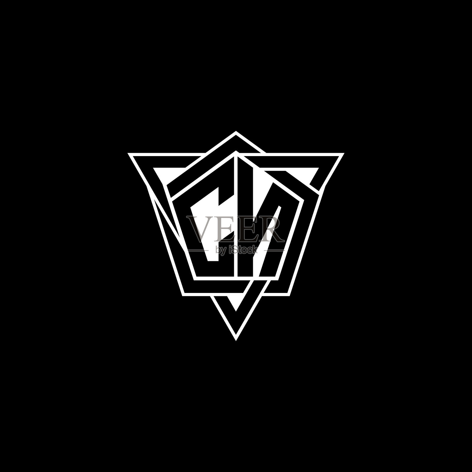 Cn标志字母组合几何现代设计插画图片素材