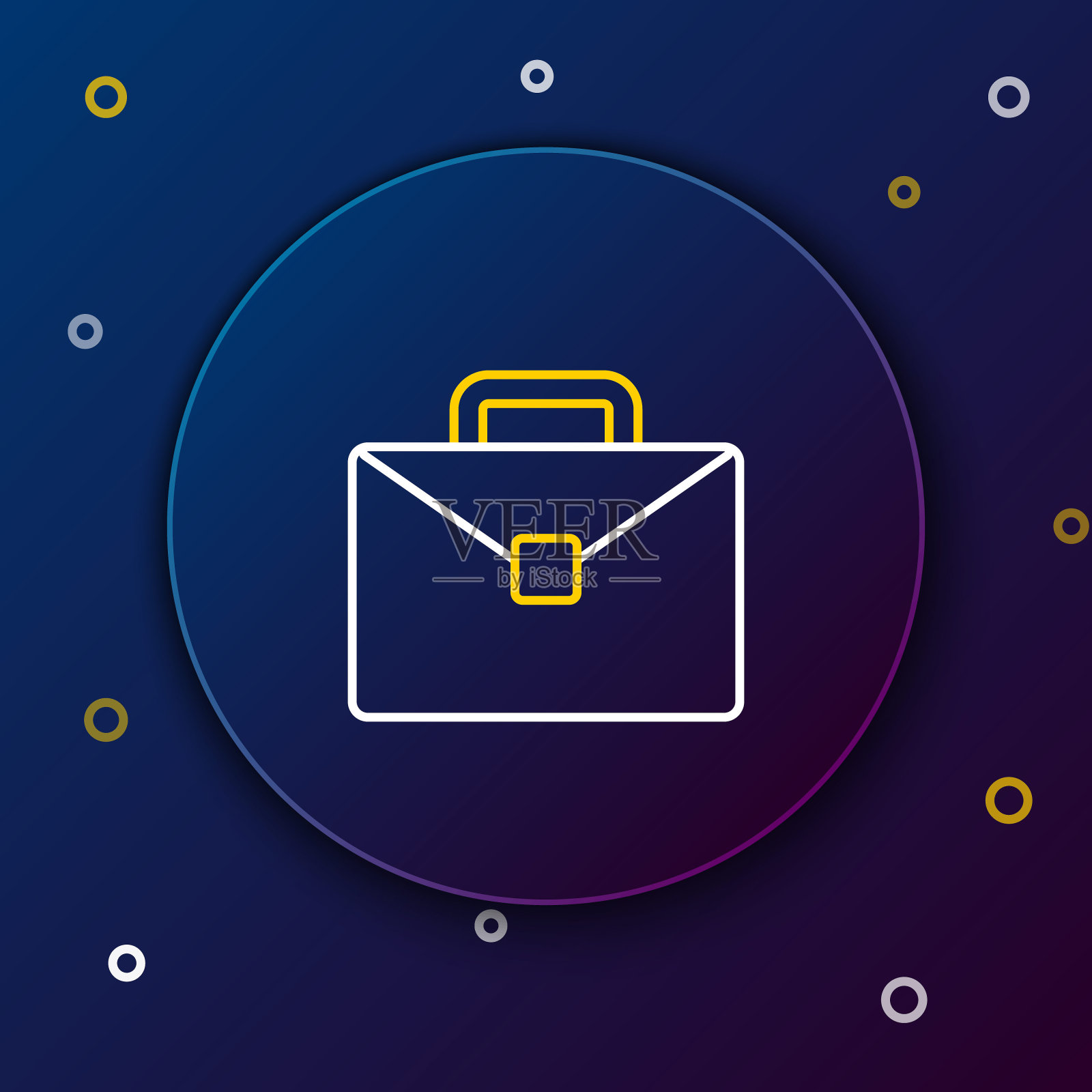 线公文包图标孤立在蓝色背景。业务用例的迹象。业务组合。色彩斑斓的轮廓的概念。向量插画图片素材