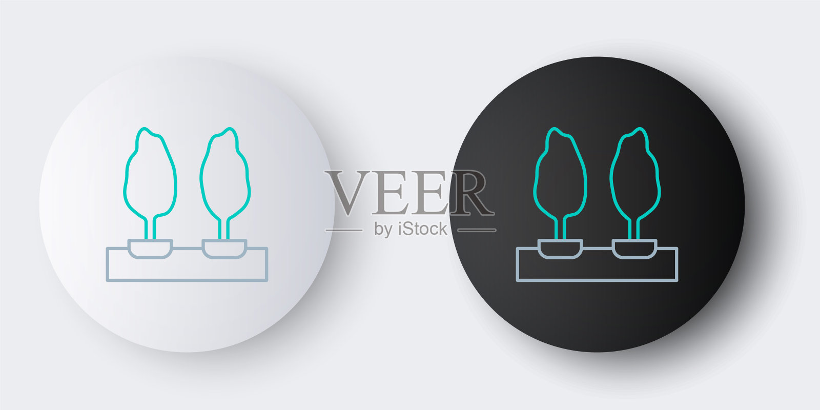 线树图标孤立在灰色背景。森林的象征。色彩斑斓的轮廓的概念。向量图标素材