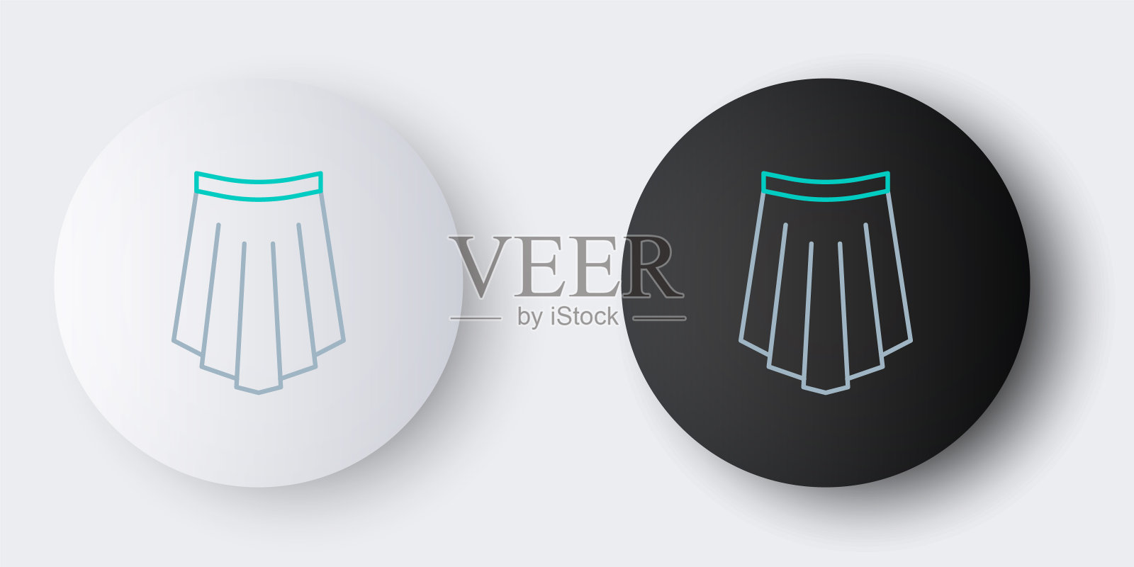 线裙图标孤立在灰色背景。色彩斑斓的轮廓的概念。向量插画图片素材