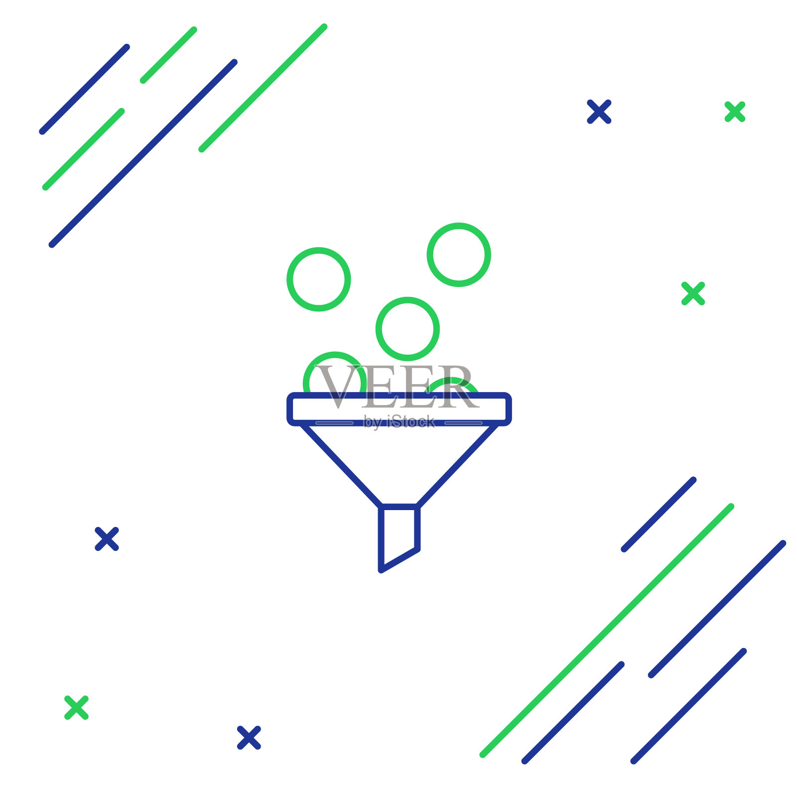 线领导管理图标隔离在白色背景。漏斗。目标客户的经营理念。色彩斑斓的轮廓的概念。向量插画图片素材