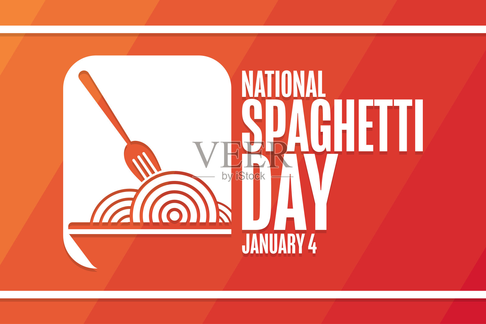国家意大利面条。1月4日。节日的概念。模板背景,横幅,卡片,海报与文本铭文。向量EPS10插图。设计模板素材