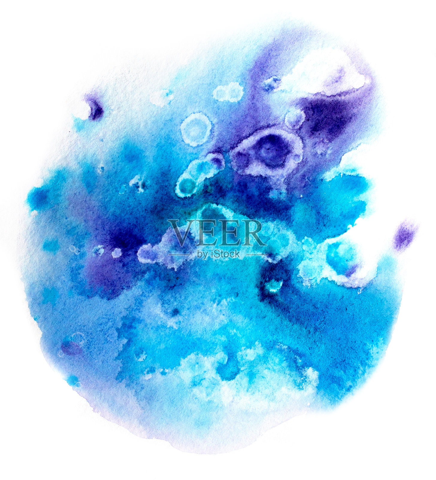 鲜艳的彩色活力的手画孤立的水彩斑点飞溅在白色的背景插画图片素材