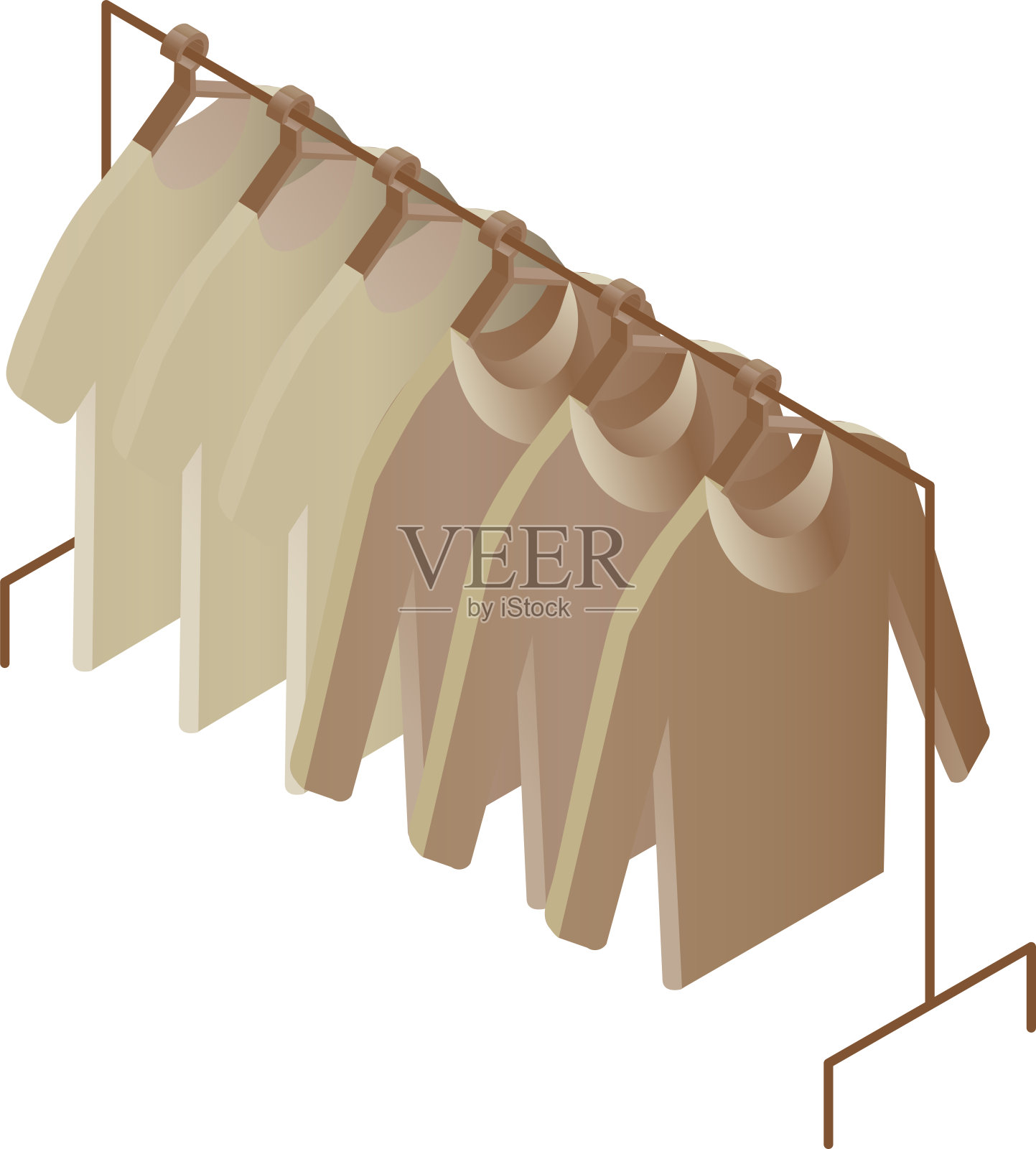 把t恤和帽衫挂在衣架上出售。设计元素图片