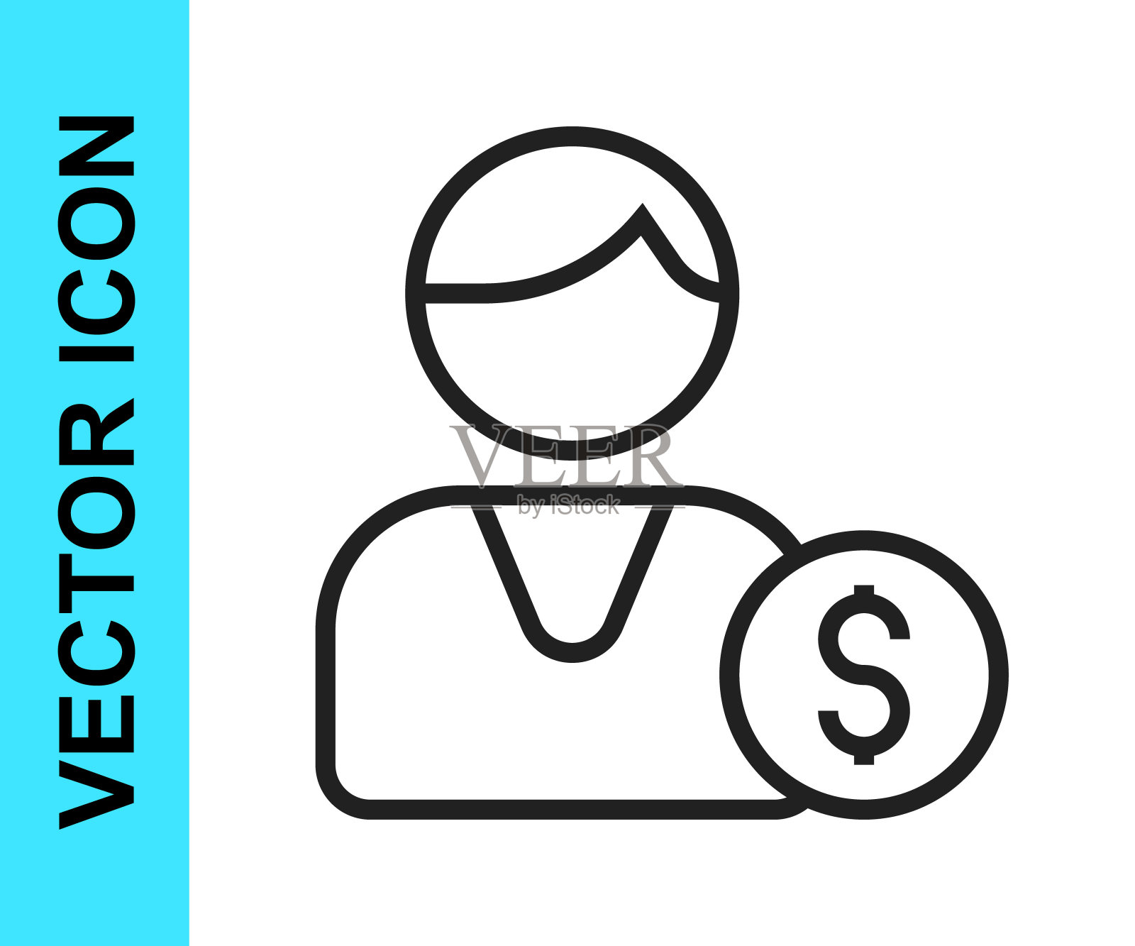 黑线买家图标孤立在白色背景。向量图标素材