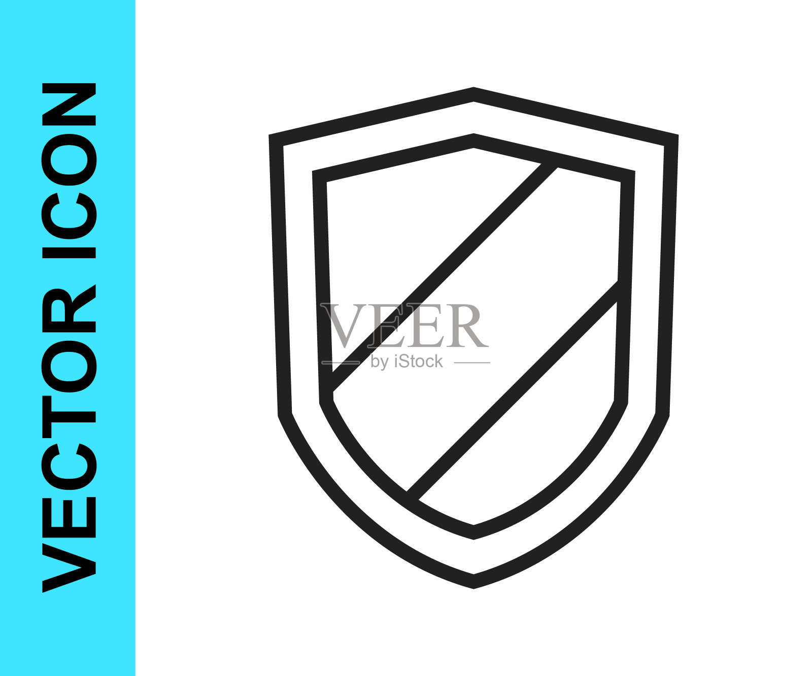 黑线盾牌图标孤立在白色背景。警卫队的迹象。安全、安全、保护、隐私概念。向量图标素材