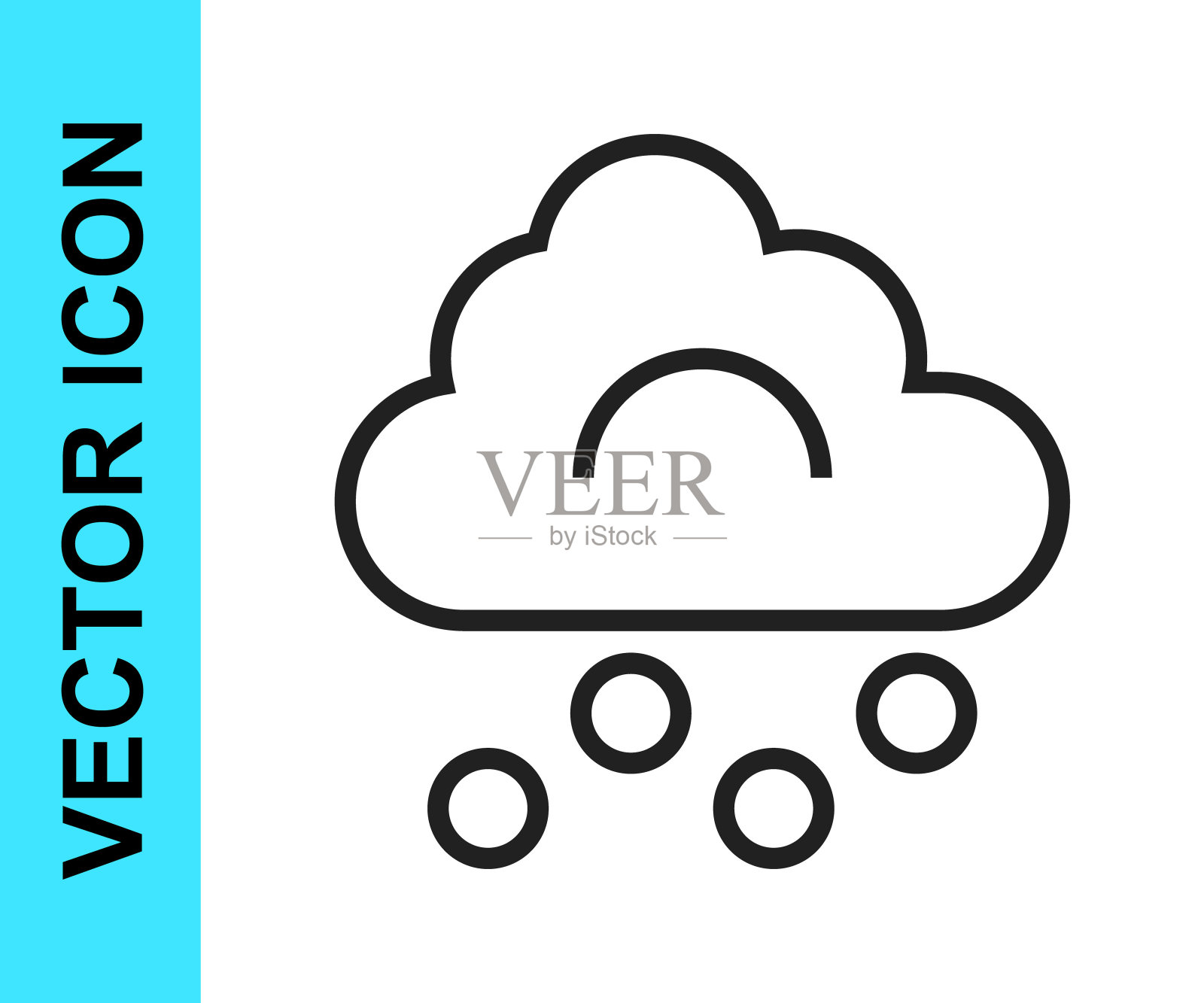 黑线冰雹云图标孤立在白色背景。向量图标素材