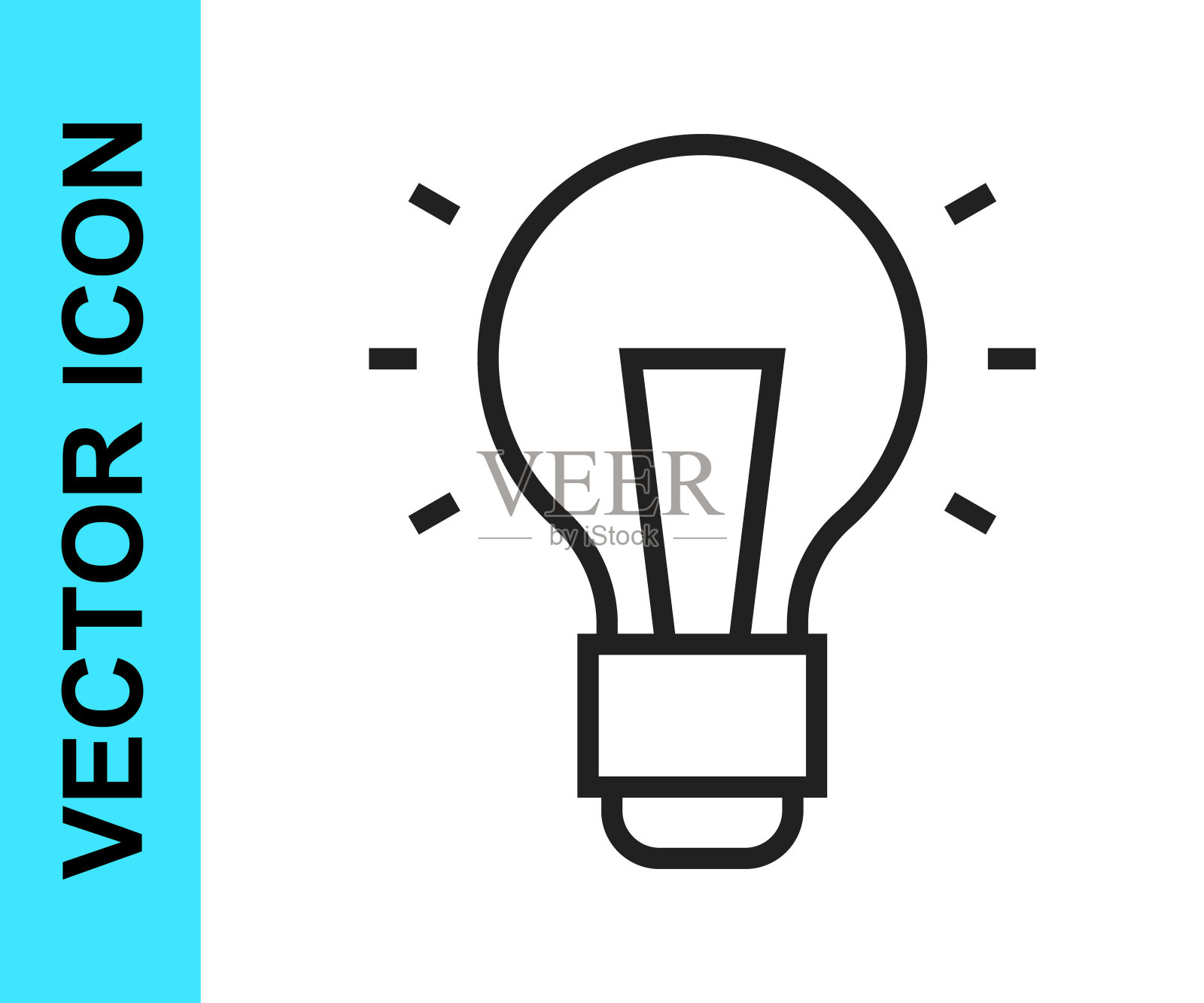 黑线灯泡与概念图标孤立在白色背景。能量和思想的象征。灵感的概念。向量图标素材