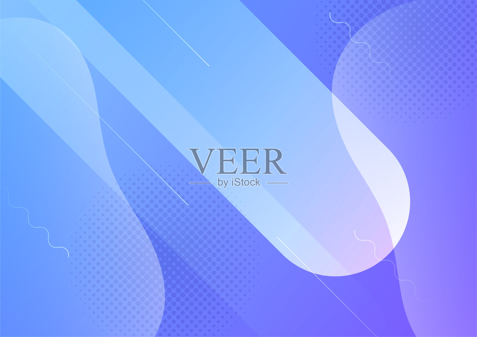 现代简单的浅蓝色紫色梯度抽象背景与波浪,线条,和几何形状。插画图片素材