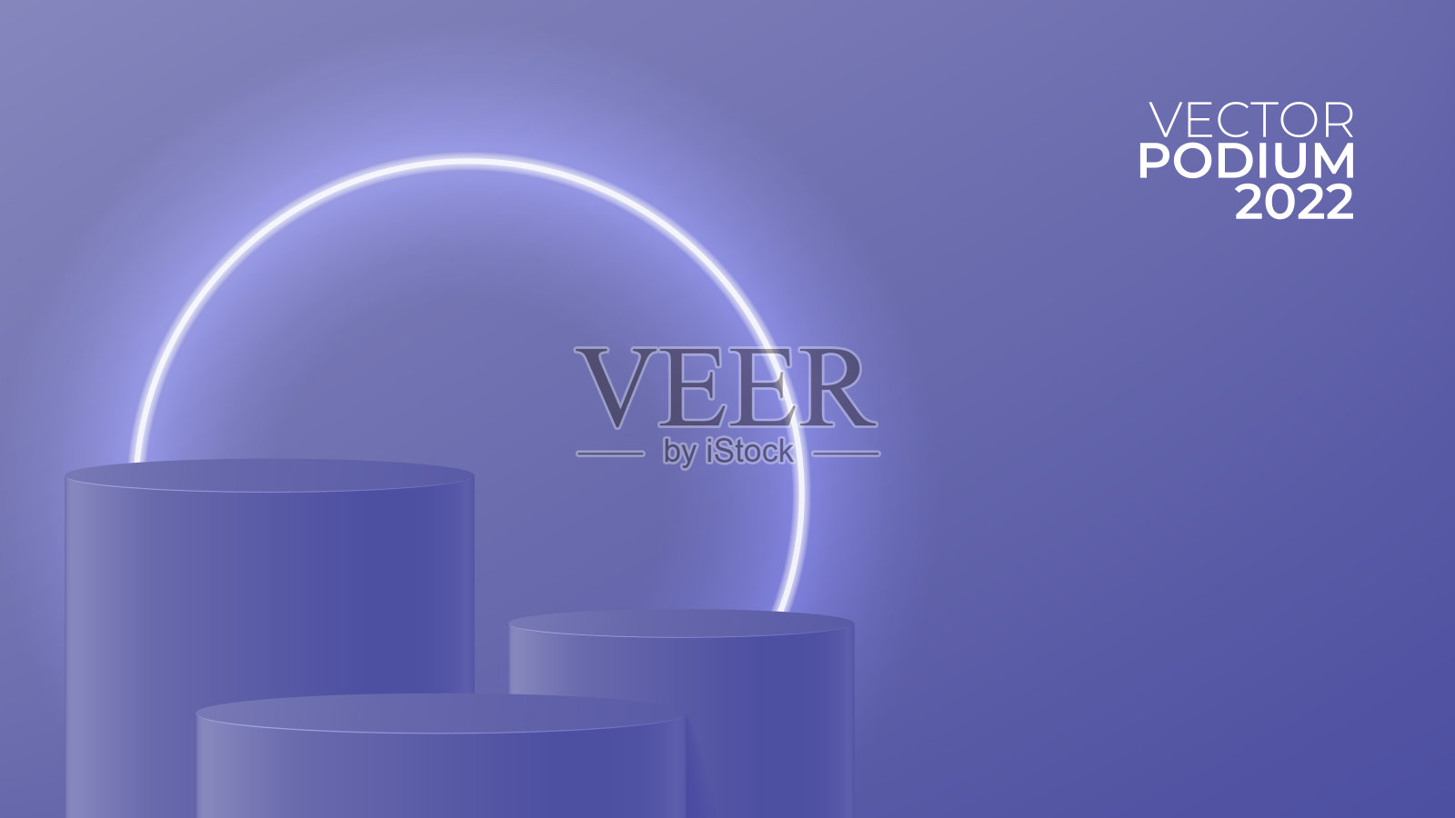 宣传横幅与讲台和霓虹灯圈插画图片素材