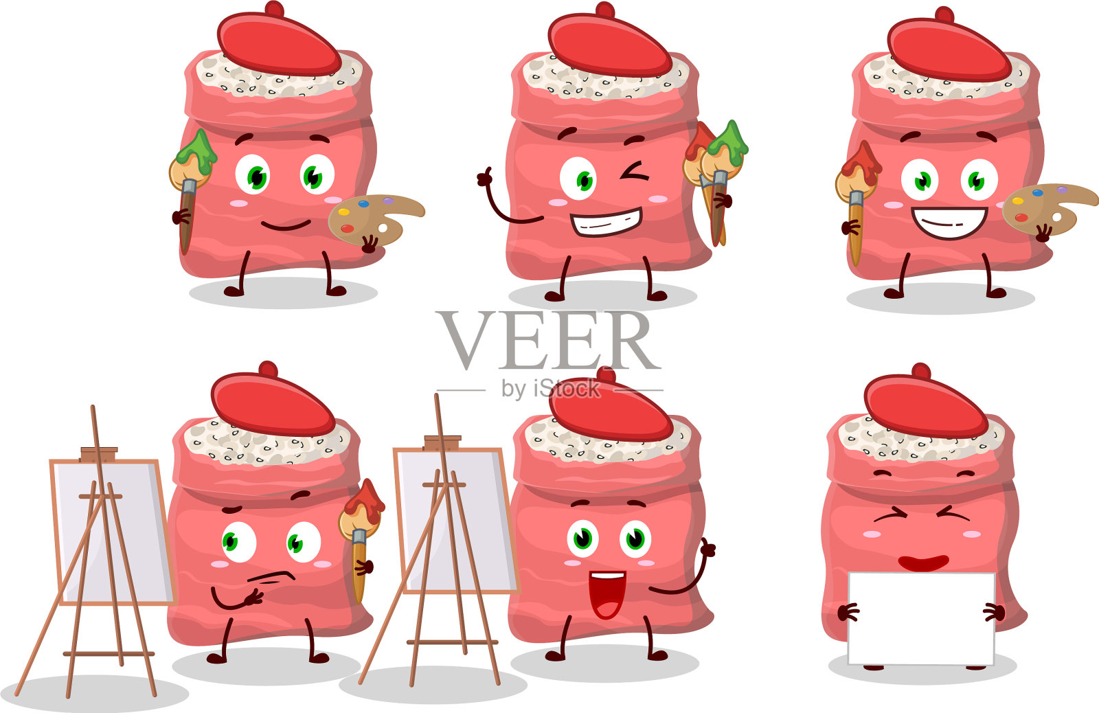 黑眼豆豆卡通艺术家插画图片素材