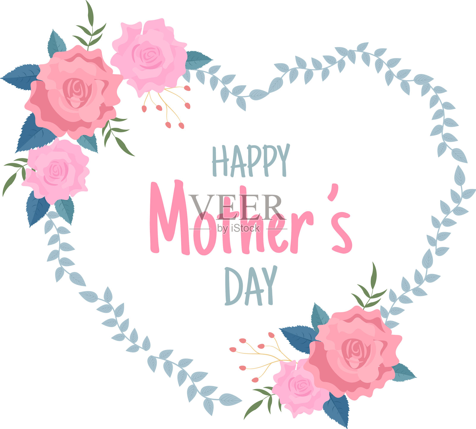 祝母亲节鲜花盛开,美丽无比插画图片素材