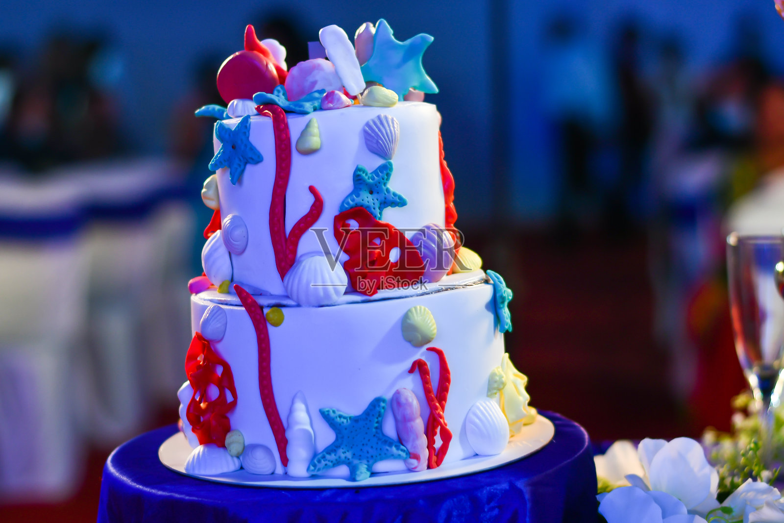 海洋主题生日蛋糕照片摄影图片