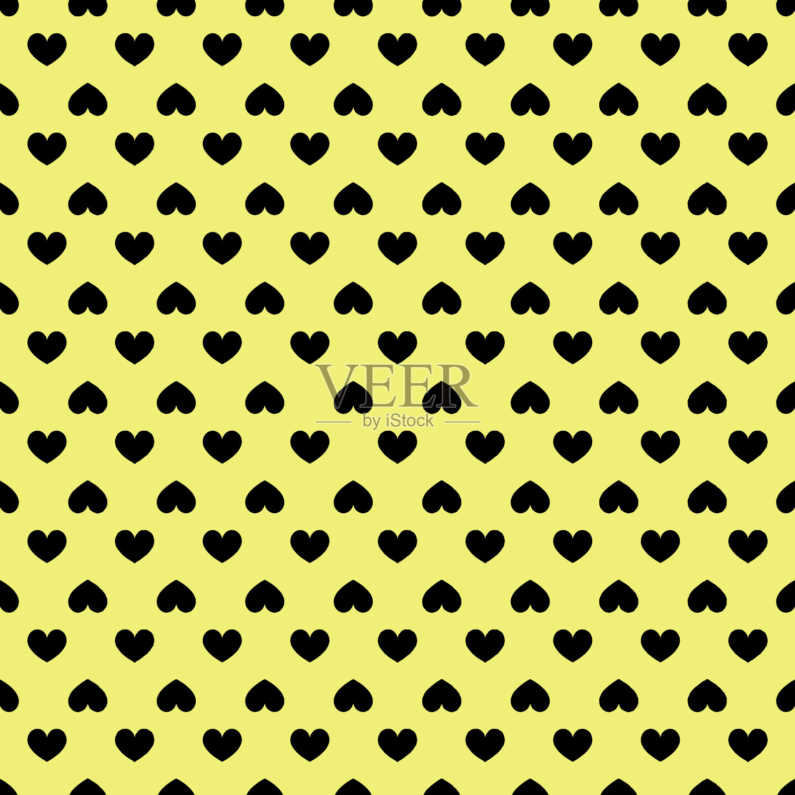 黄色背景上的黑色心形图案设计插画图片素材
