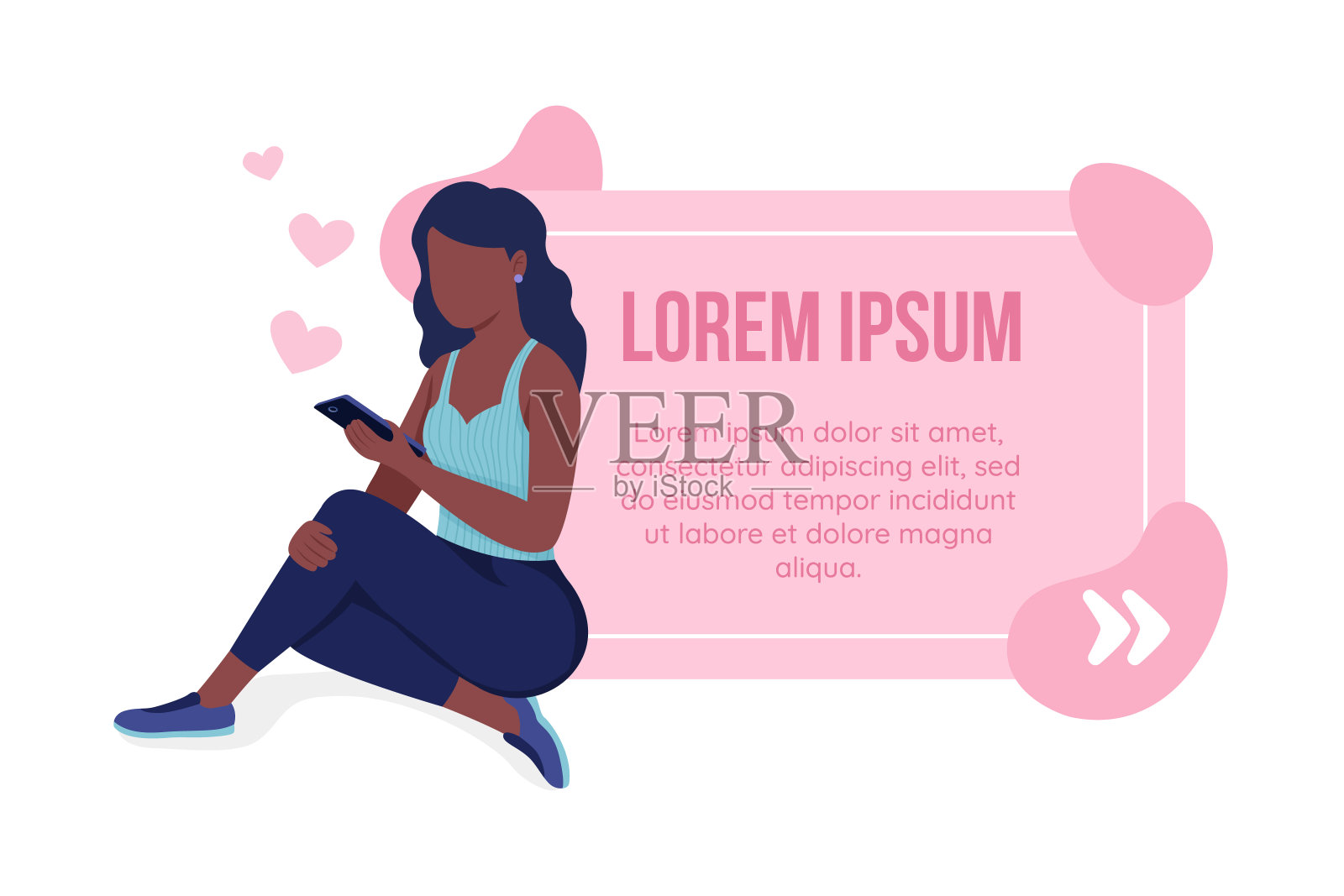 寻找严肃的关系在线矢量报价框与扁平的字符插画图片素材