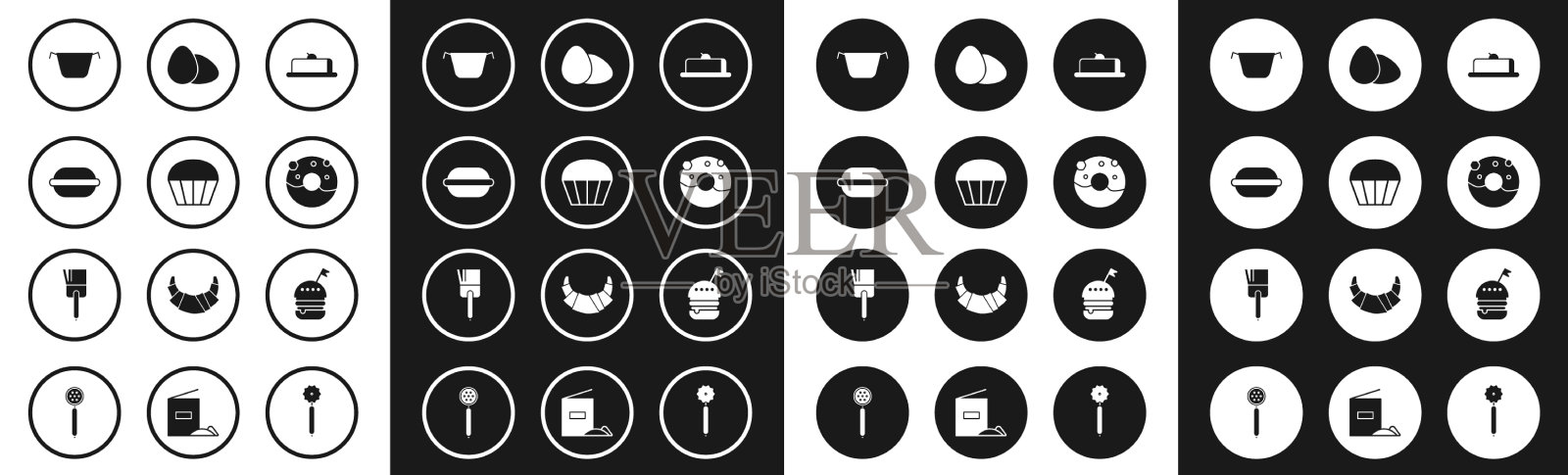 集草莓芝士蛋糕片松饼马卡龙图标素材