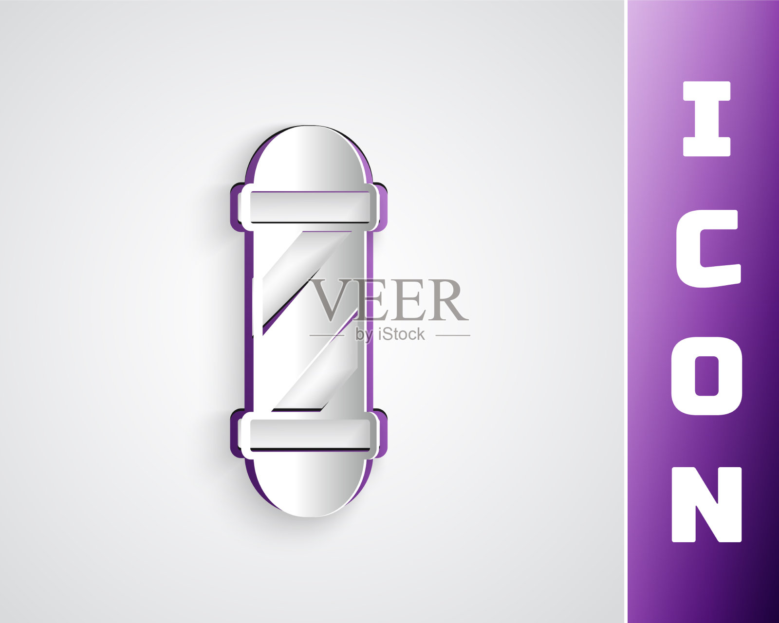 剪纸经典理发店杆图标孤立图标素材