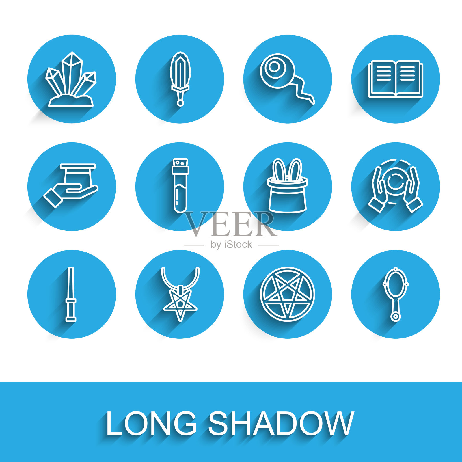 在项链石上设置线魔棒五角星图标素材